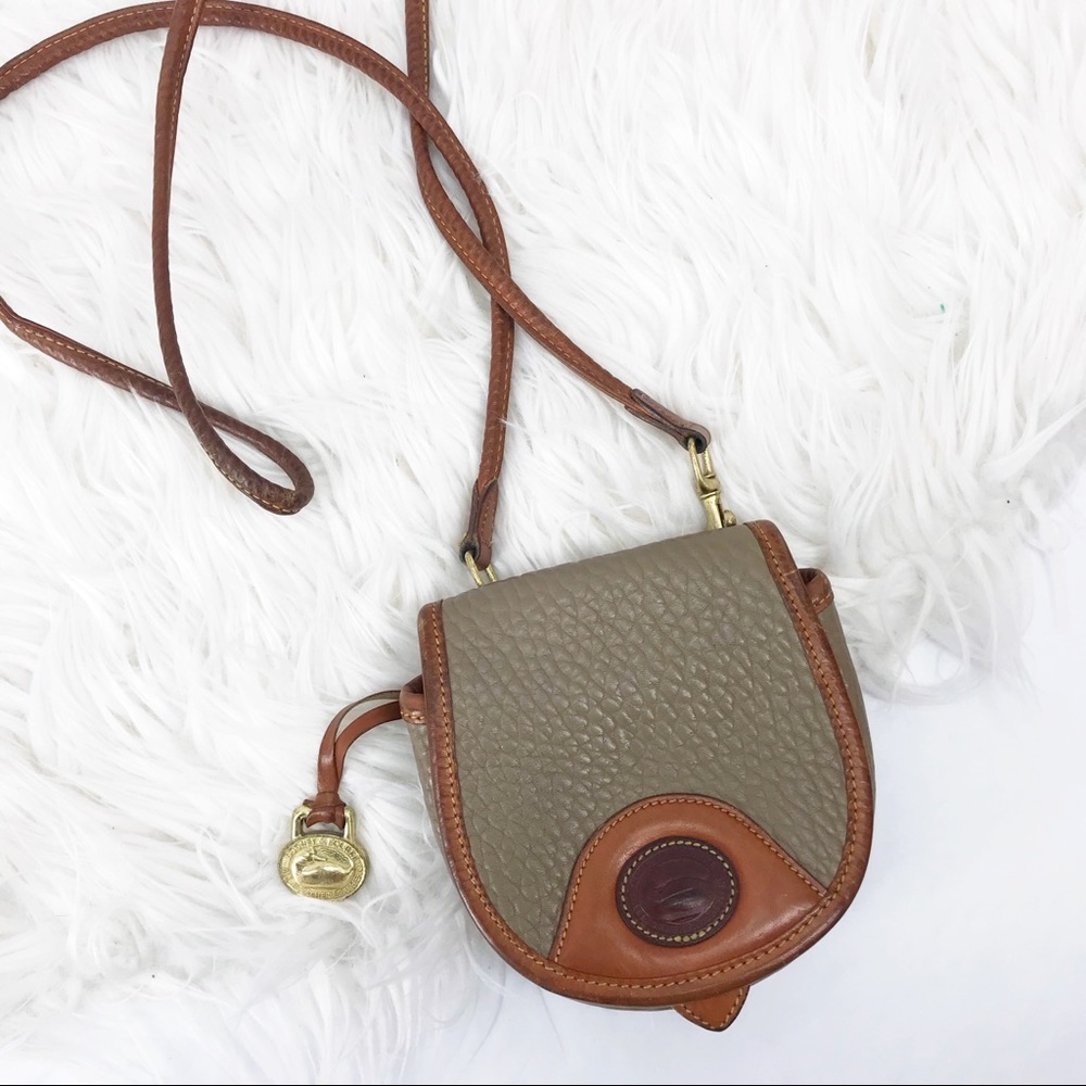 •D&B• VTG Mini Saddle Crossbody Bag Taupe RARE